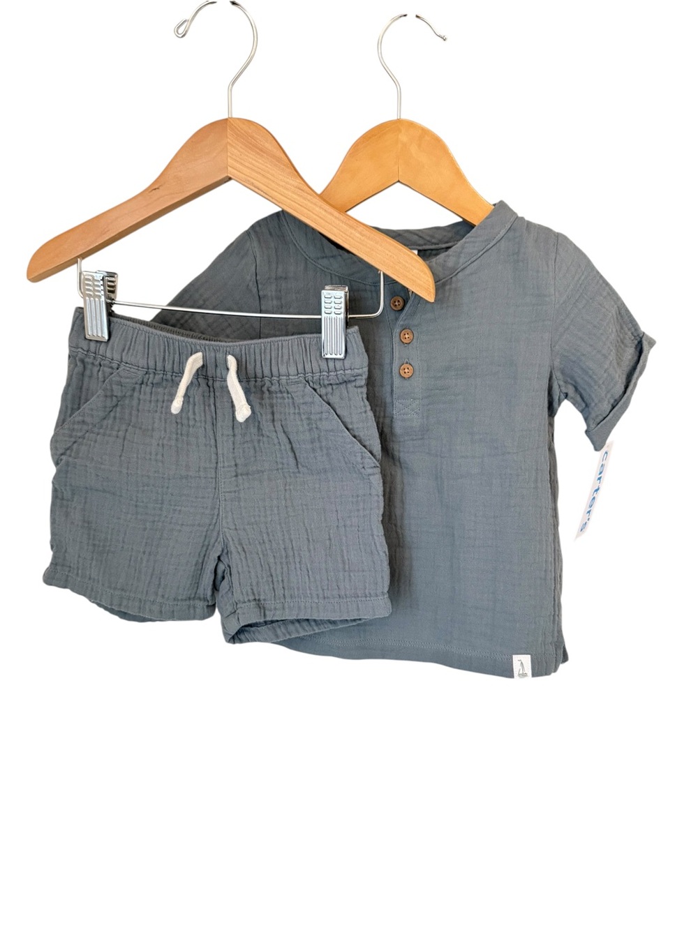 Carter's Light Slate Gray Toddler Gauze Henley Set